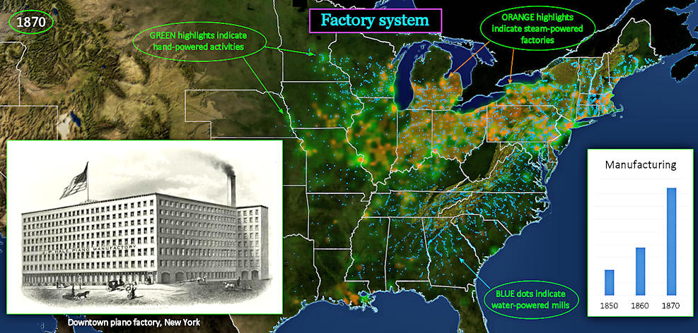 Steam vs waterpower, 1870 map